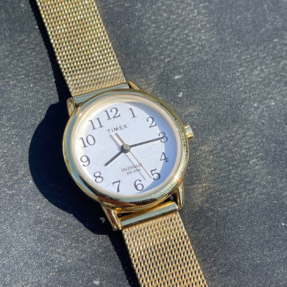 Timex Gold Watch with White Dial